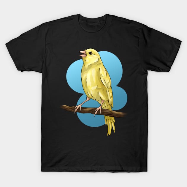 Singing Yellow Canary Bird T-Shirt by Shirin Illustration